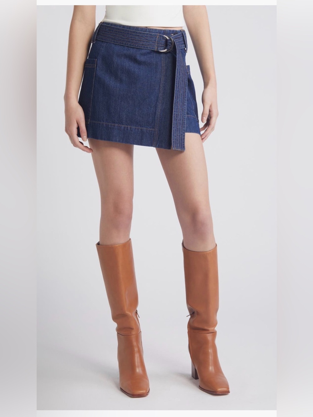 Rails Dark Blue Denim Wrap Mini Skirt with Belt